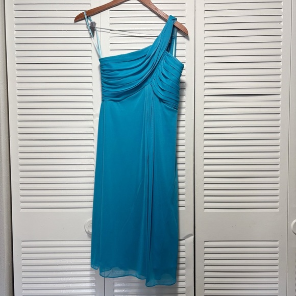 Alex Evenings Blue One-Shoulder Knee Length Sundress Wedding Guest Size 4 - Picture 1 of 4